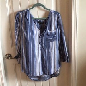 Blue and white silky top